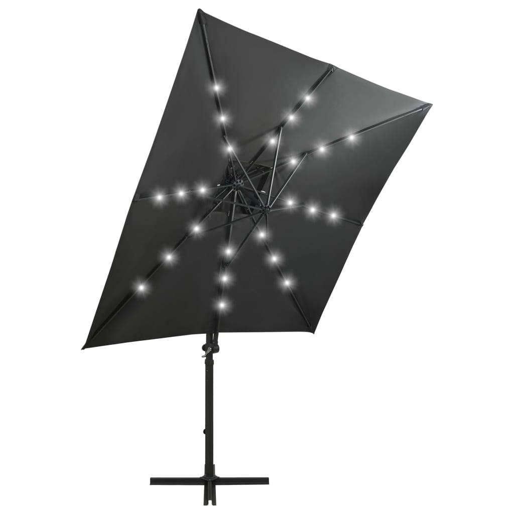 Helloshop26 - Parasol meuble de jardin déporté avec mât et lumières led 250 cm anthracite - Image 3