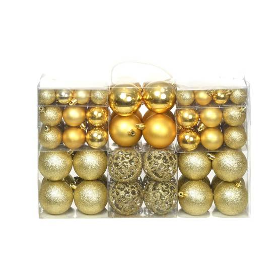 Ensemble de boules de Noël - Ornements de Noël - décorations de Noël 100 pcs 3/4/6 cm Doré - Image 2