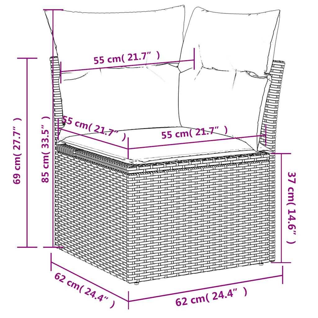 ComfortXL - Salon de Jardin Bas Modulable 6 Pièces Résine Tressée Noire Fonction Coffre Coussins Bleus Patio – ComfortXL Outdoor Living - Image 7