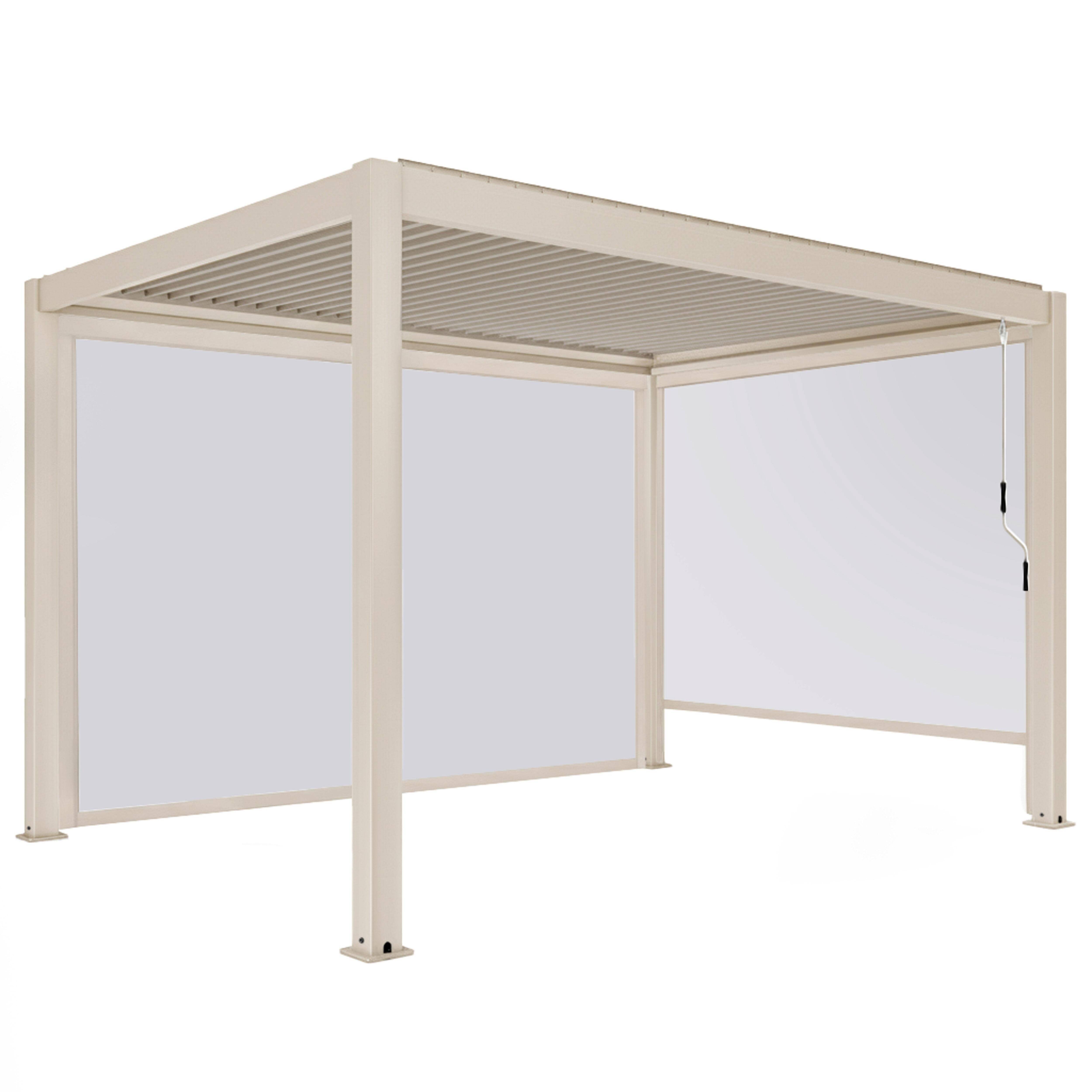 Oviala - Pergola bioclimatique autoportée 3x4 m et 2 stores bois crème Athenes - Oviala - Image 2