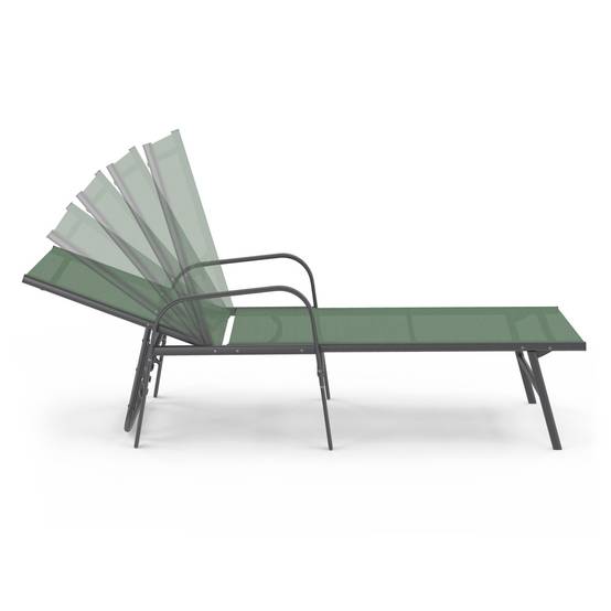 Lot de 2 transats de jardin inclinables FIDJI en acier et toile vert olive - Image 3