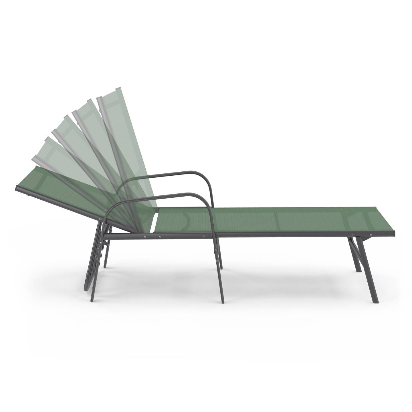 Lot de 2 transats de jardin inclinables FIDJI en acier et toile vert olive - Image 3
