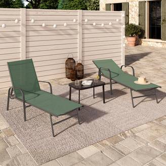 Lot de 2 transats de jardin inclinables FIDJI en acier et toile vert olive
