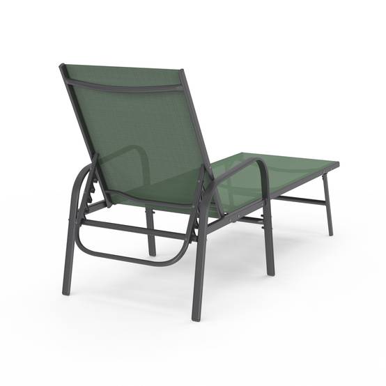 Lot de 2 transats de jardin inclinables FIDJI en acier et toile vert olive - Image 5