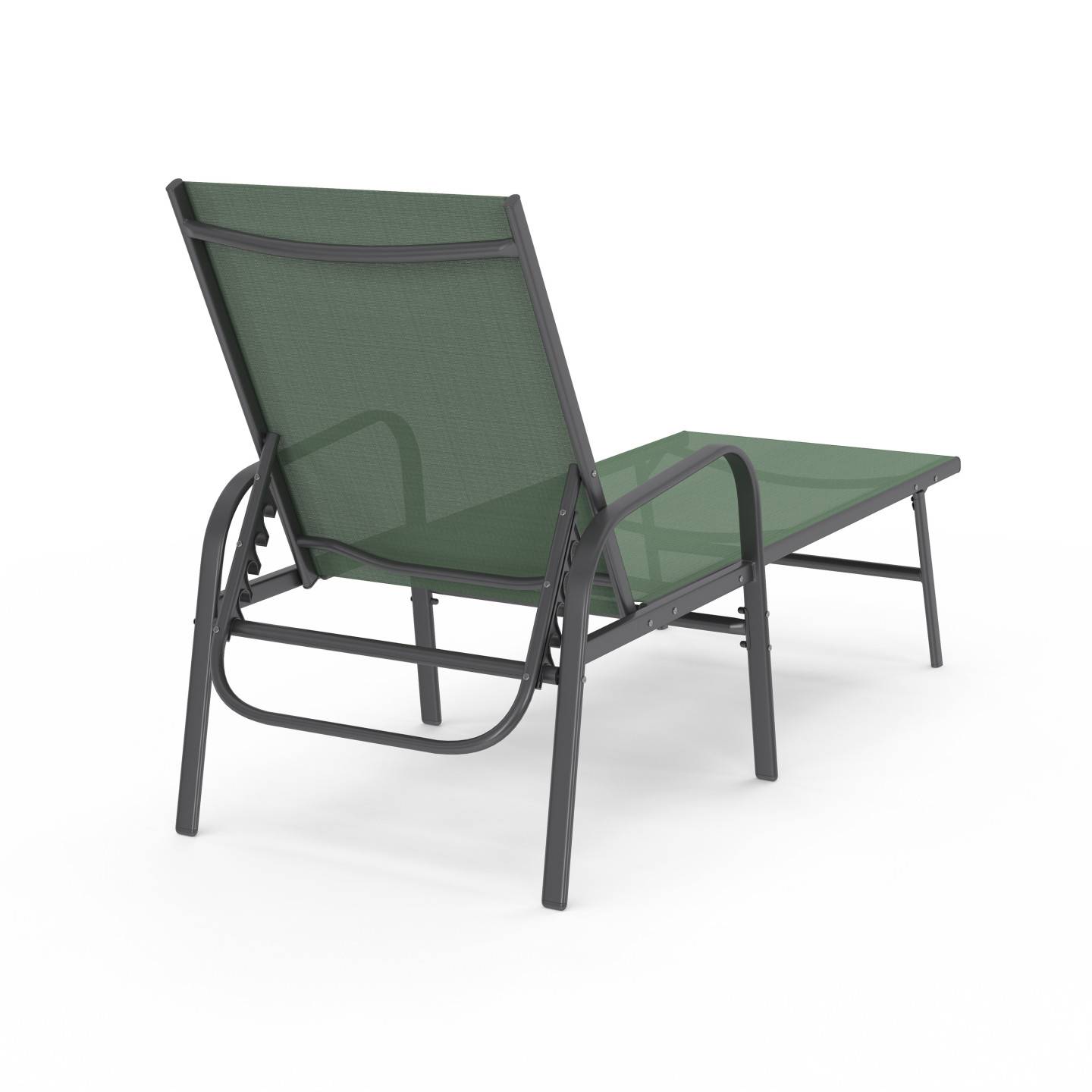 Lot de 2 transats de jardin inclinables FIDJI en acier et toile vert olive - Image 5