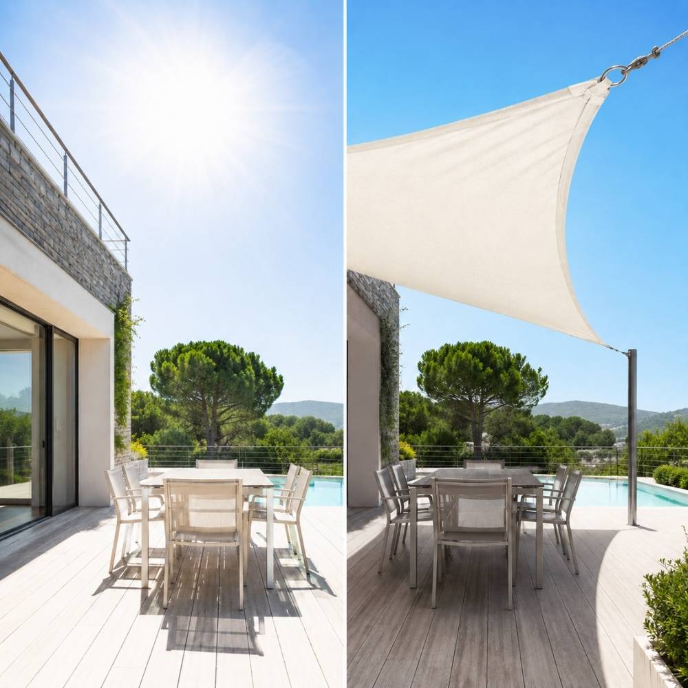 Terre Jardin - Voile d'ombrage triangulaire 360 cm Blanc - TERRE JARDIN - Image 3