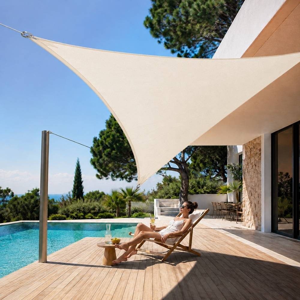 Terre Jardin - Voile d'ombrage triangulaire 360 cm Blanc - TERRE JARDIN - Image 2