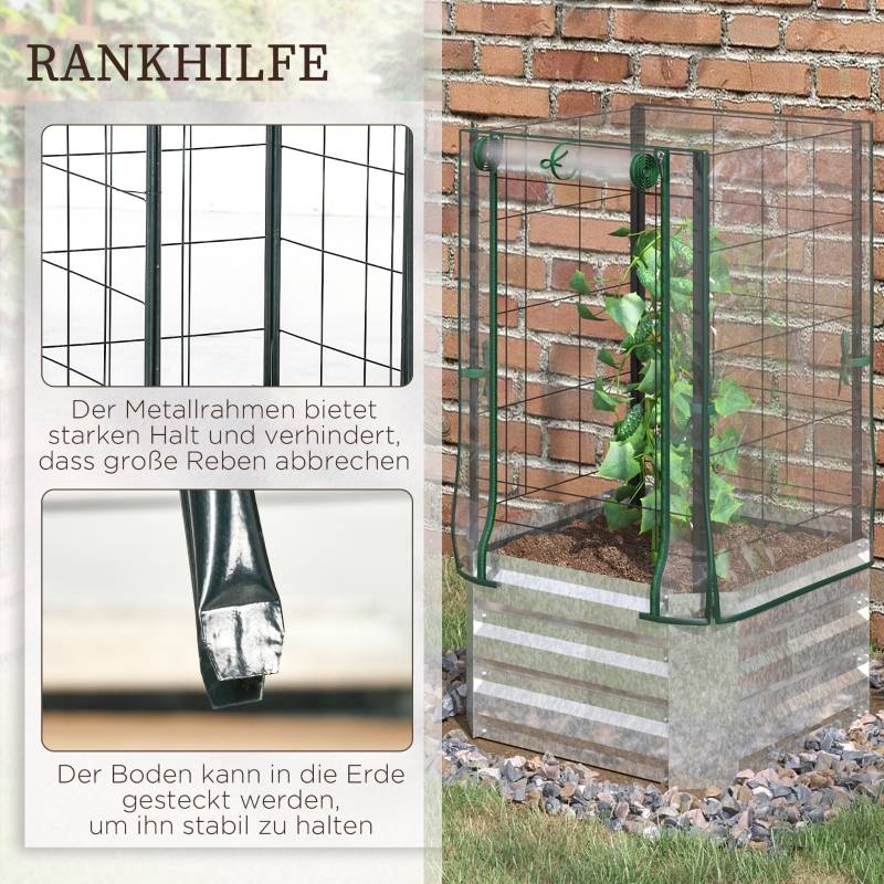 Carré Potager Surélevé Acier Serre Treillis Jardin Balcon 3en1 53x53x90cm Argent - ComfortXL Outdoor Living - Image 4
