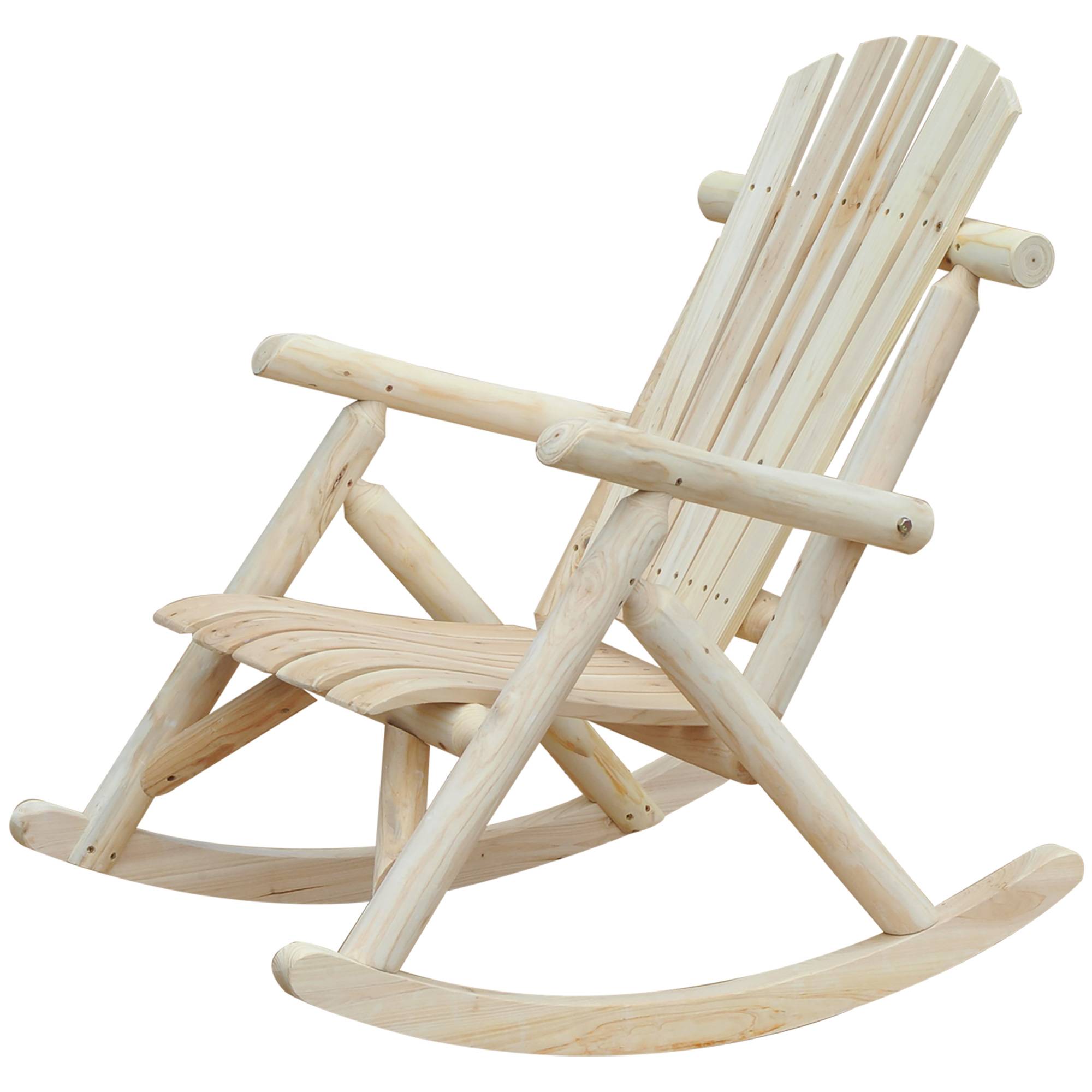 Fauteuil à bascule bois de sapin naturel 96 x 66 x 98 cm - PANGIVO - Image 2