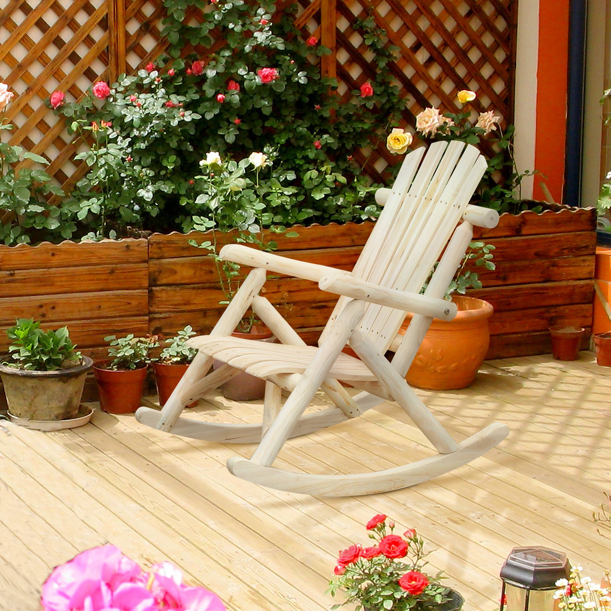 Fauteuil à bascule bois de sapin naturel 96 x 66 x 98 cm - PANGIVO - Image 4