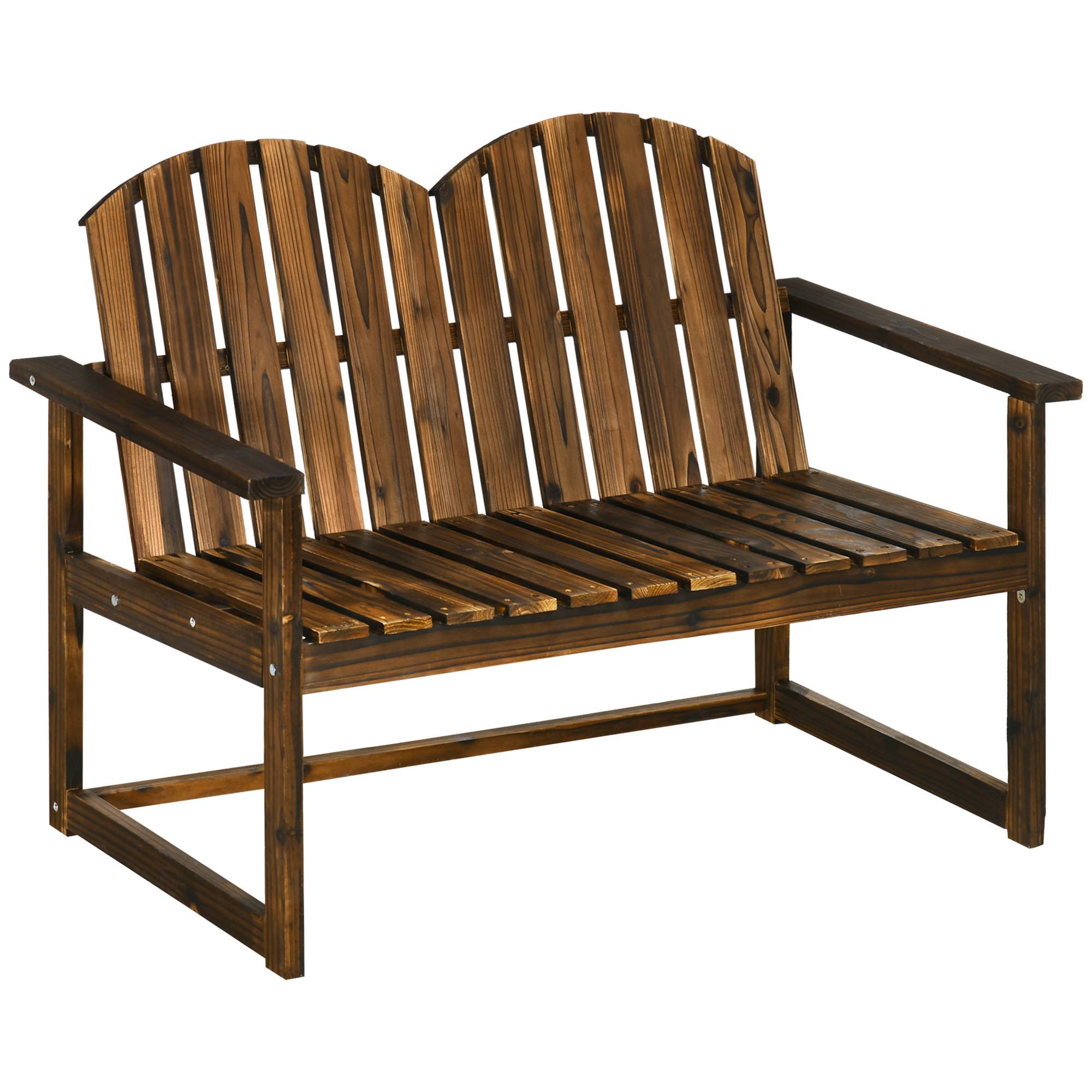 ComfortXL - Banc de jardin 2 places bois de sapin carbonisé 114 x 63 x 86 cm style rustique extérieur charge 240 kg - Image 10