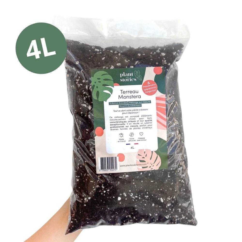 Terreau monstera - Enrichi en mycorhize et bacillus - Substrat Aracées - 4L - Terreau rempotage - Image 1