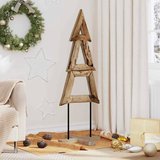 Maison Chic - Sapin de Noël | Arbre de Noël avec support Marron 120 cm Bois de teck solide Maison Chic - Image 2