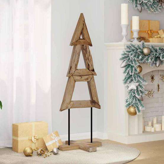 Maison Chic - Sapin de Noël | Arbre de Noël avec support Marron 120 cm Bois de teck solide Maison Chic - Image 4
