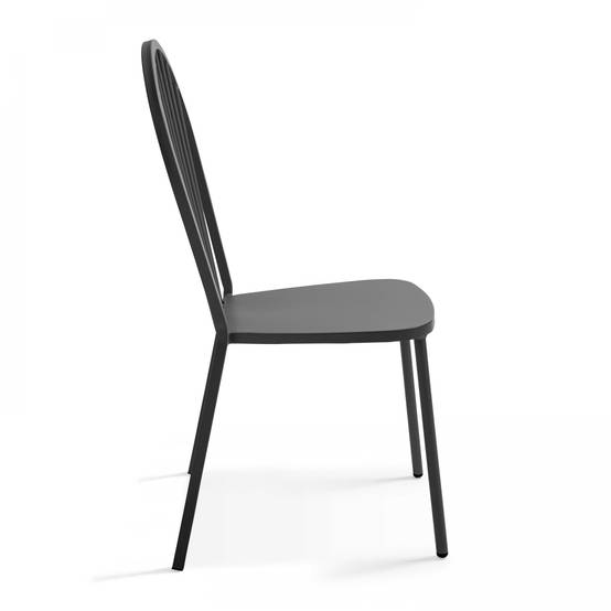 Oviala - Ensemble table de jardin bistrot et 2 chaises en acier gris Palavas - Oviala - Image 6