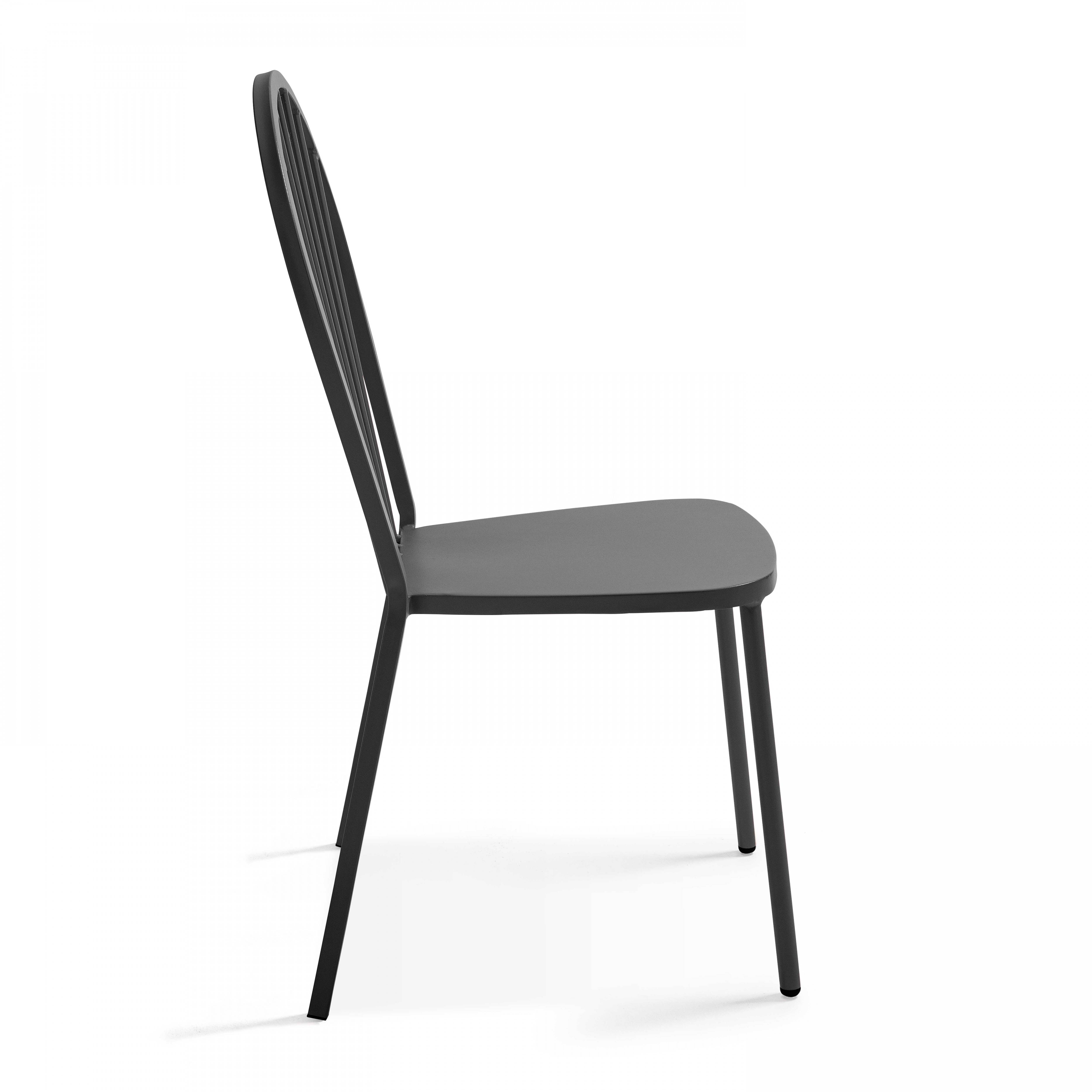 Oviala - Ensemble table de jardin bistrot et 2 chaises en acier gris Palavas - Oviala - Image 6