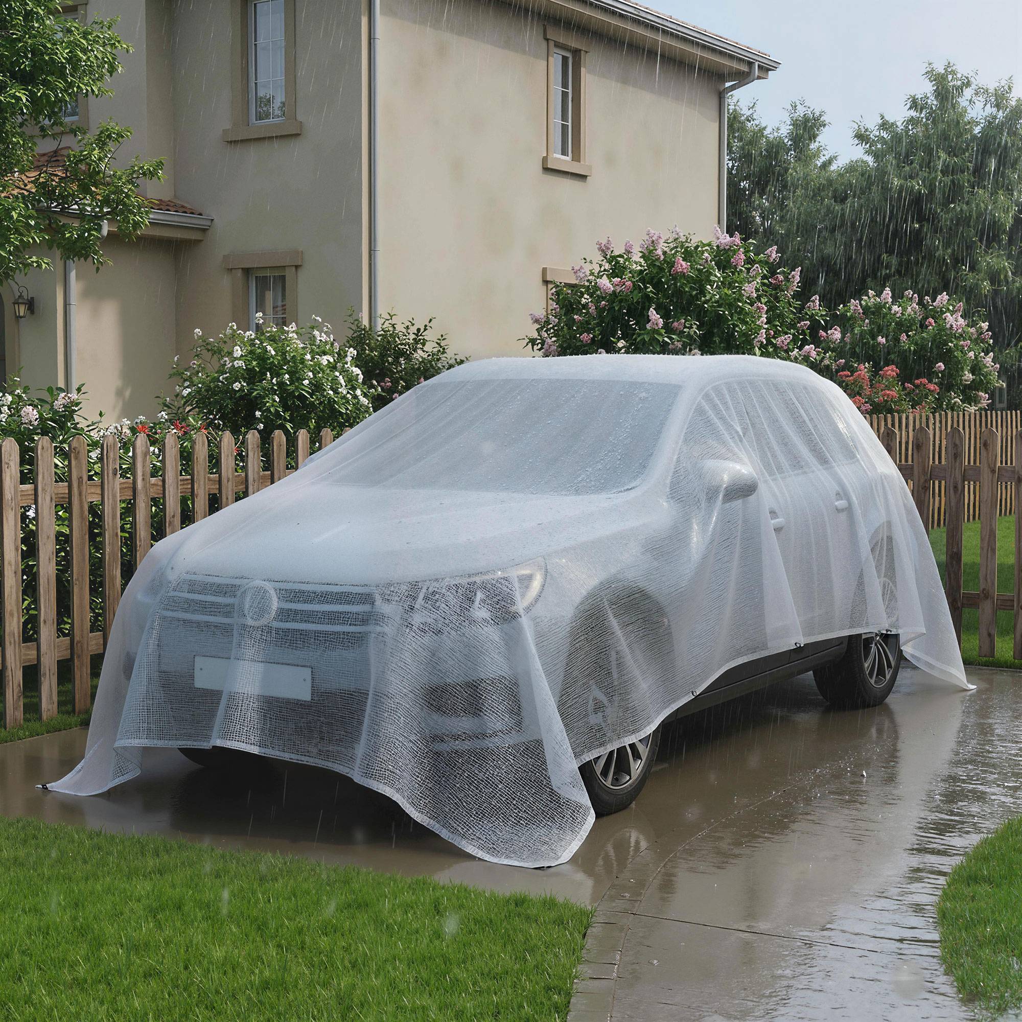 ComfortXL - Bâche de protection en polyéthylène blanc 6 x 4 m imperméable pour meubles de jardin et bois avec 20 œillets - Image 1