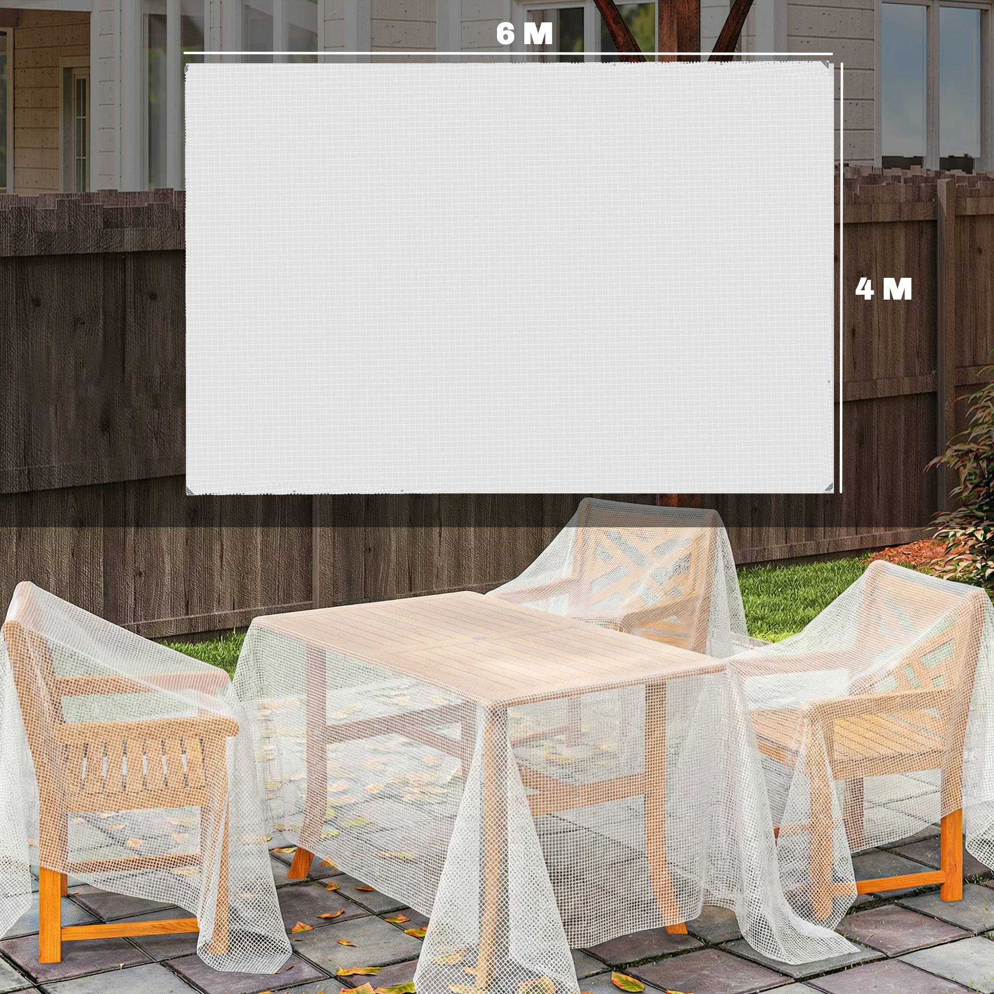 ComfortXL - Bâche de protection en polyéthylène blanc 6 x 4 m imperméable pour meubles de jardin et bois avec 20 œillets - Image 3
