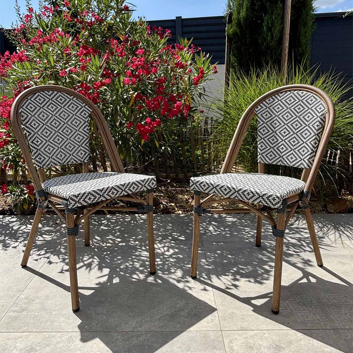 Paris Prix - Lot de 2 Chaises de Jardin Empilable "Bistro" 87cm Bleu - Image 3