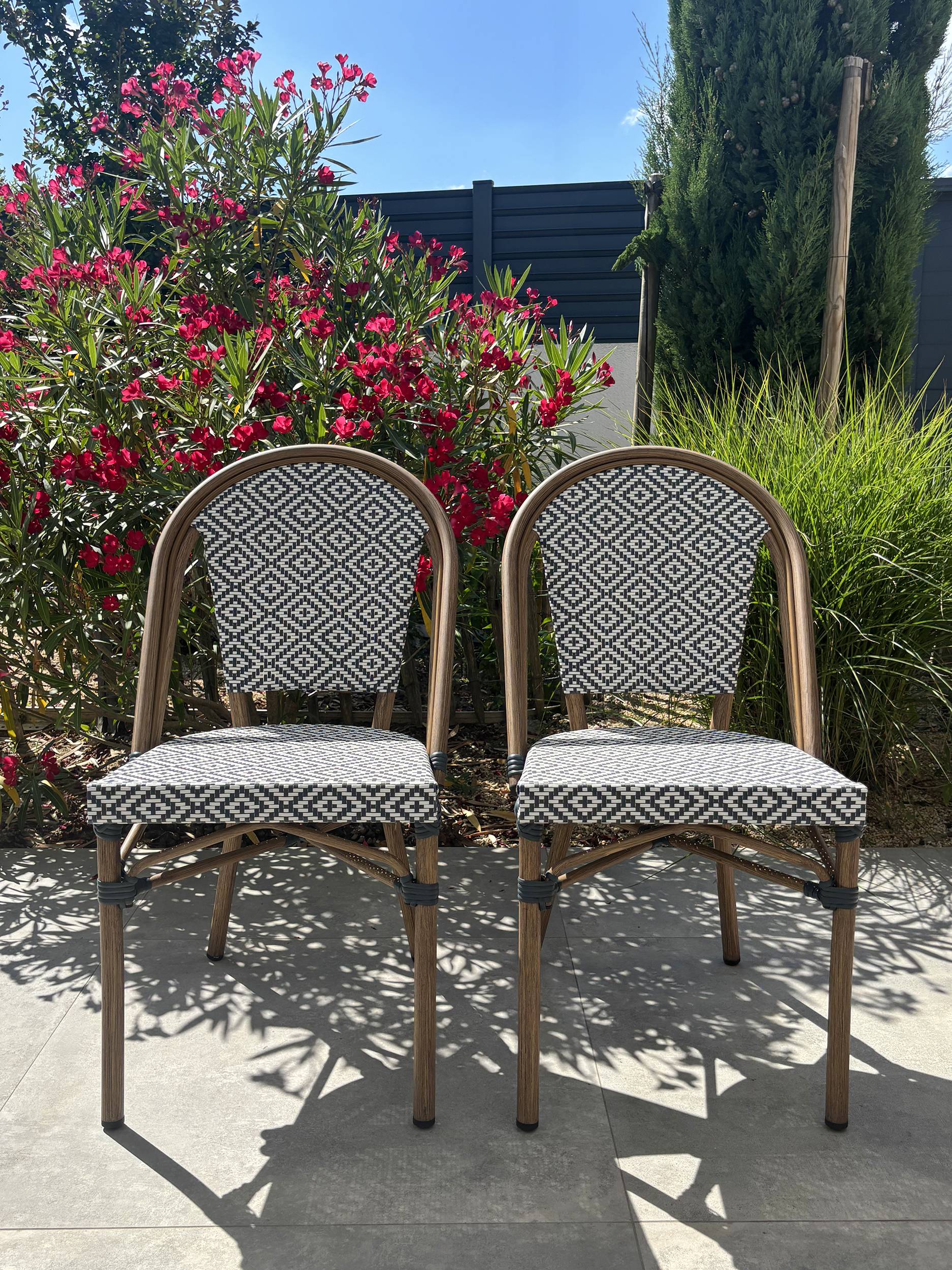 Paris Prix - Lot de 2 Chaises de Jardin Empilable "Bistro" 87cm Bleu - Image 2