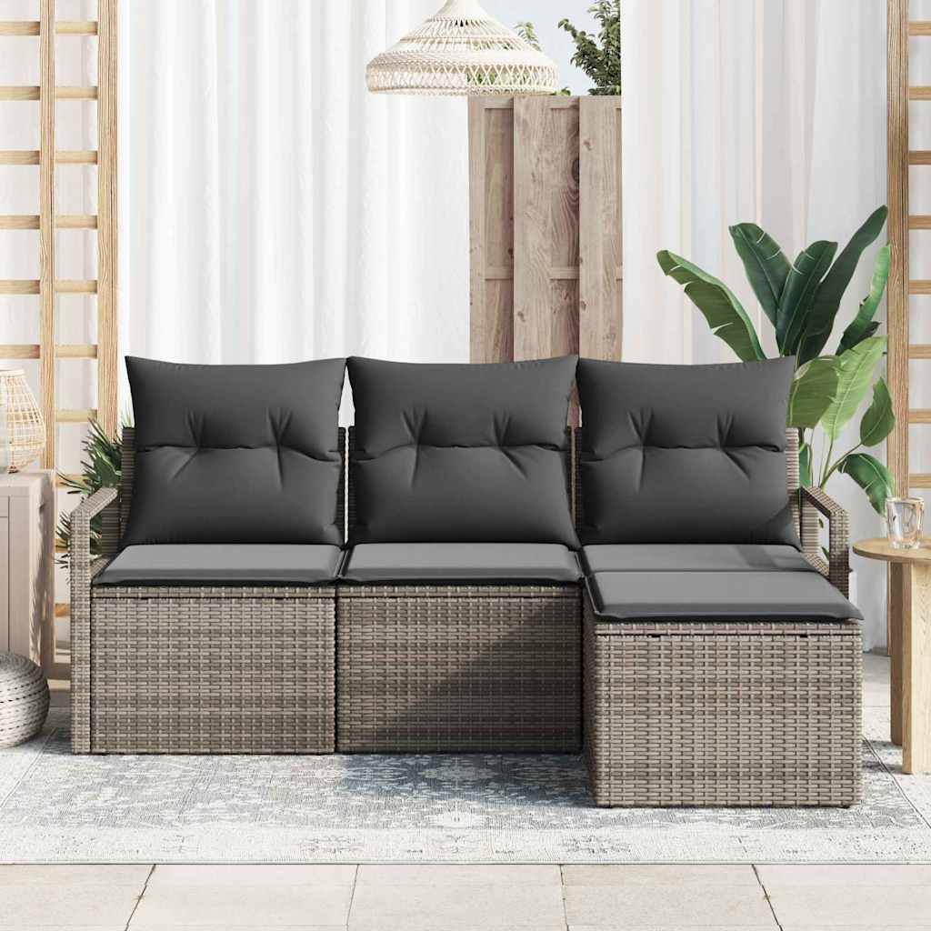Vidaxl - Ensemble de Canapés avec coussin 4 pcs Gris polyrotin vidaXL 3354998 - Image 4