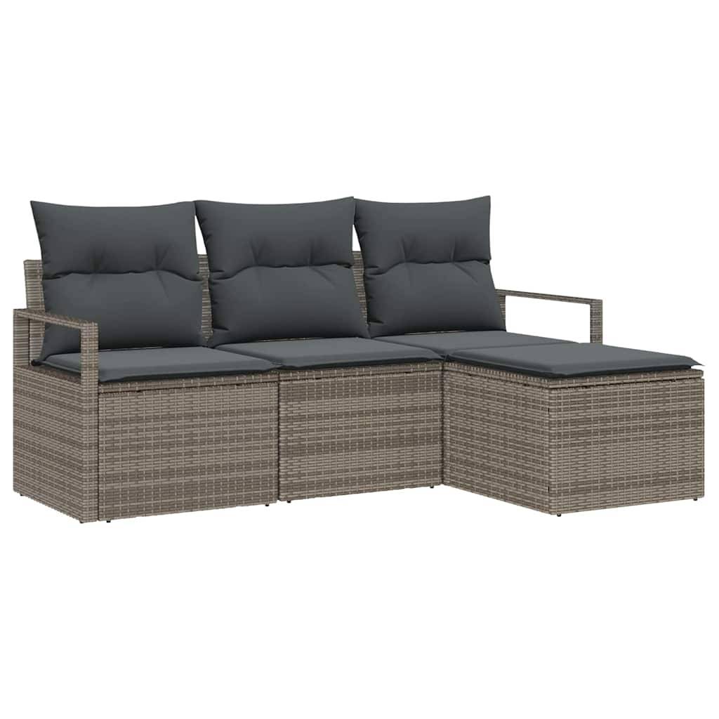 Vidaxl - Ensemble de Canapés avec coussin 4 pcs Gris polyrotin vidaXL 3354998 - Image 2