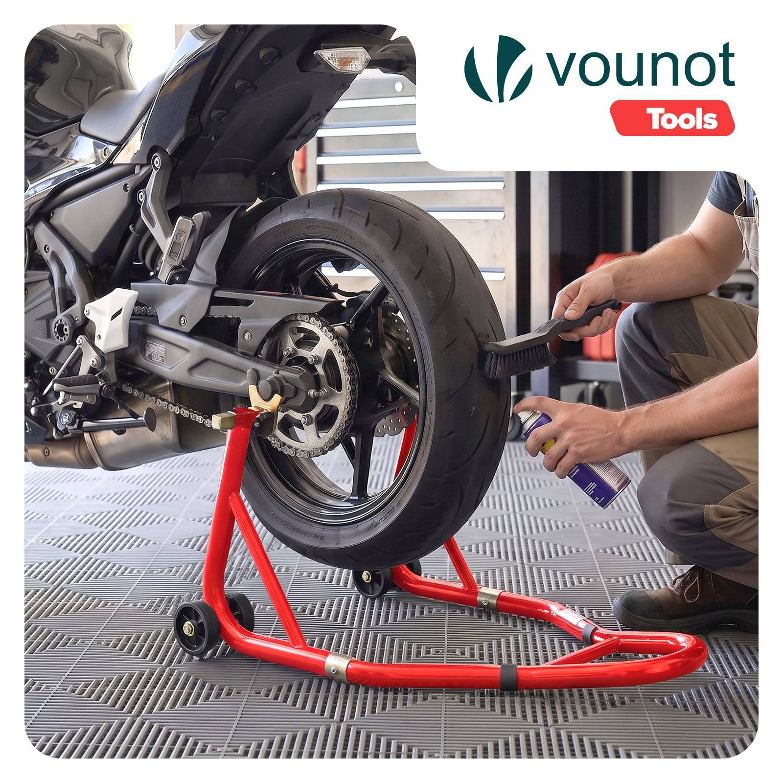 Vounot - Bequille Moto roue arriere charge max 390 kg acier Rouge - Image 2
