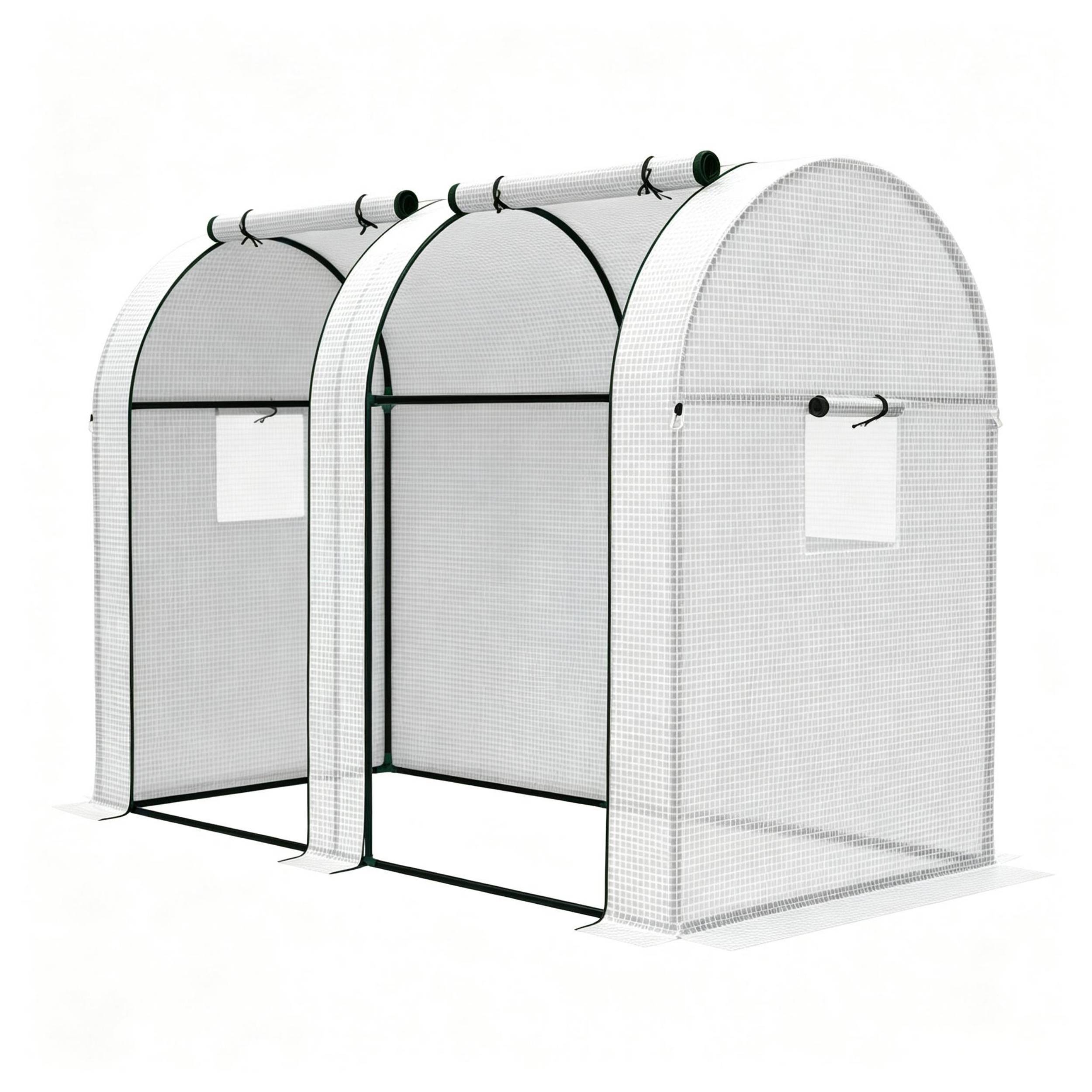 ComfortXL - Serre à tomates PE acier 135 g/m² 185 x 94 x 150 cm blanche potager 2 portes 4 fenêtres protection renforcée - Image 8