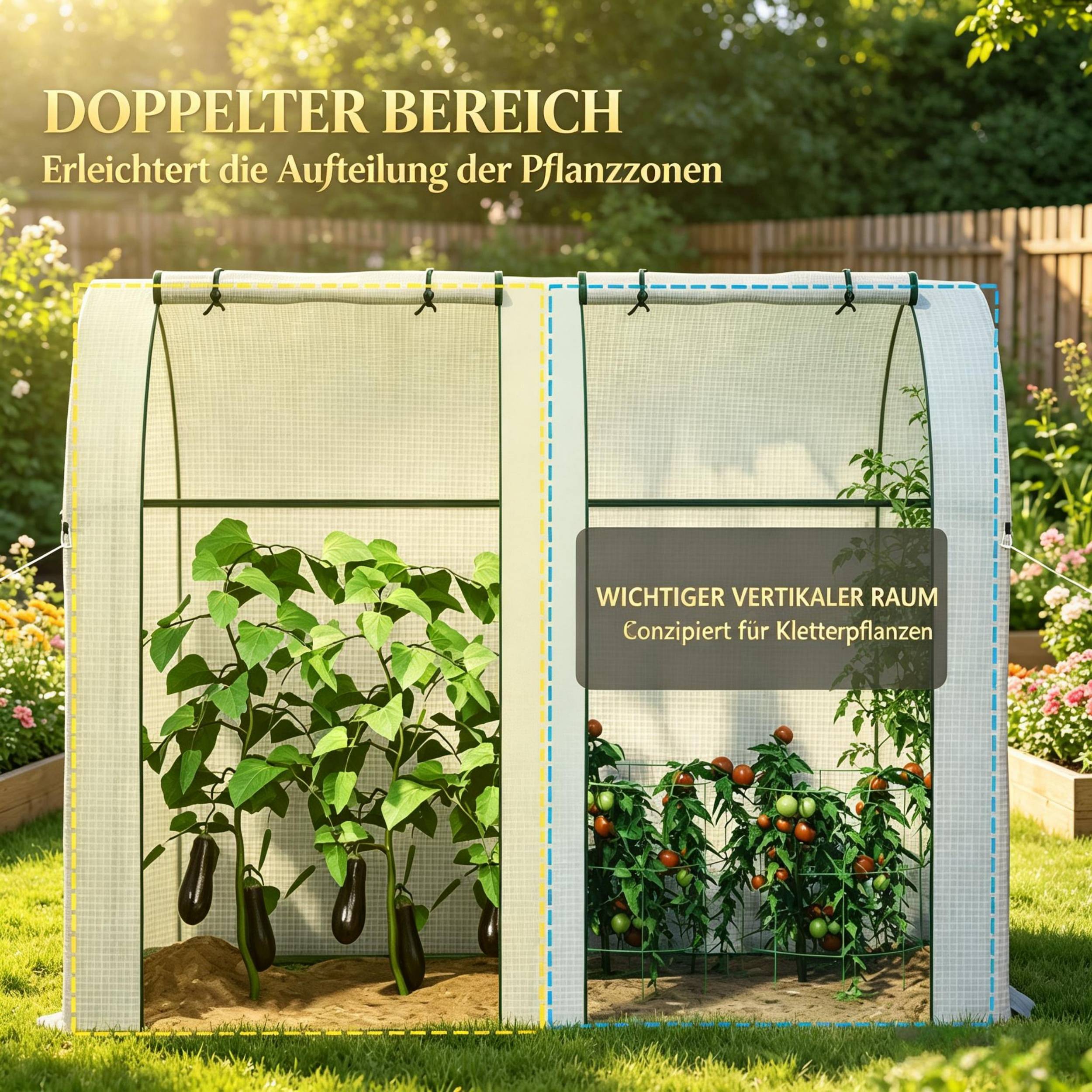 ComfortXL - Serre à tomates PE acier 135 g/m² 185 x 94 x 150 cm blanche potager 2 portes 4 fenêtres protection renforcée - Image 7