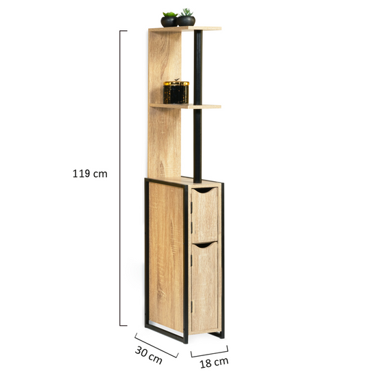 Meuble WC 2 portes DETROIT avec étagères design industriel - Image 6