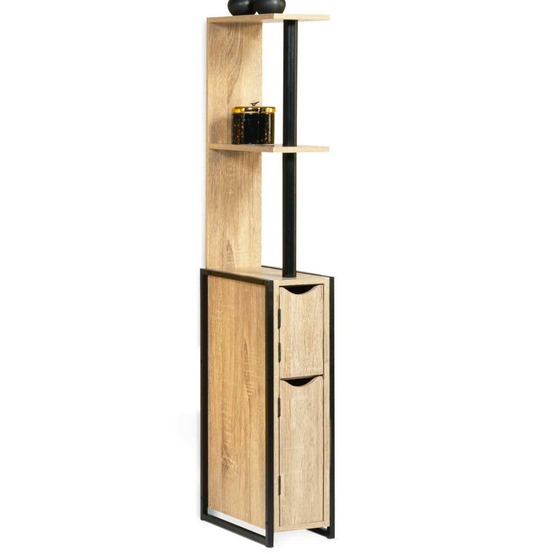 Meuble WC 2 portes DETROIT avec étagères design industriel - Image 2