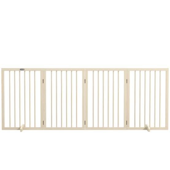 Barrière modulable bois massif animaux intérieur 4 panneaux pliables 206x76cm naturel - ComfortXL Outdoor Living - Image 2