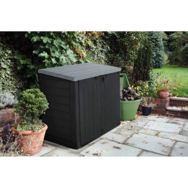 Sans Marque - Coffre de rangement extérieur KETER en résine 1200 litres Noir et gris - Range Poubelles ou vélo - Image 2