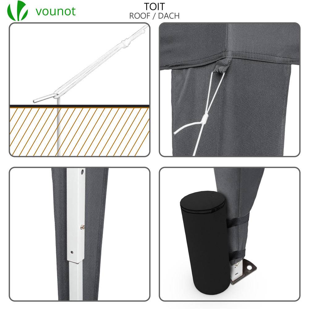 VOUNOT® Tonnelle de jardin 3x3m pliable avec sac de transport gris - Image 6