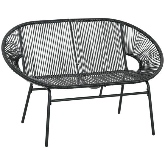 PANGIVO - Banc de jardin résine tressée noir 132 x 72 x 83 cm - PANGIVO - Image 1