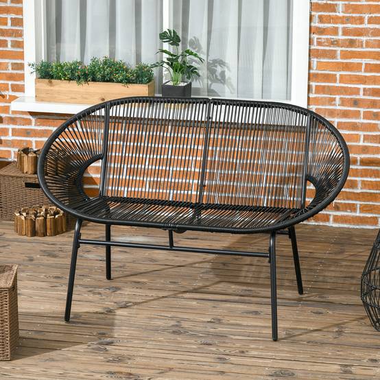 PANGIVO - Banc de jardin résine tressée noir 132 x 72 x 83 cm - PANGIVO - Image 2