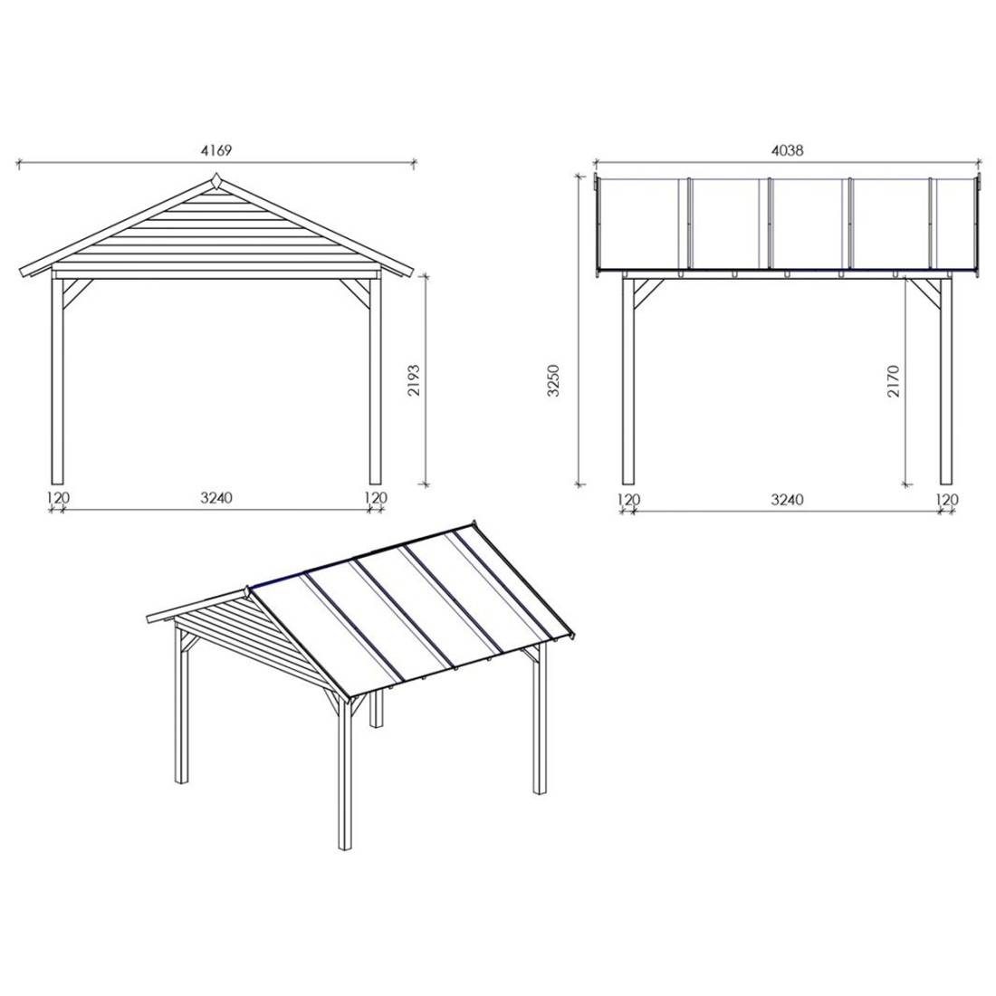 Altanka - Pergola de jardin 4.04x4.04m avec panneaux - traité - ALT127 - ALTANKA - Image 3