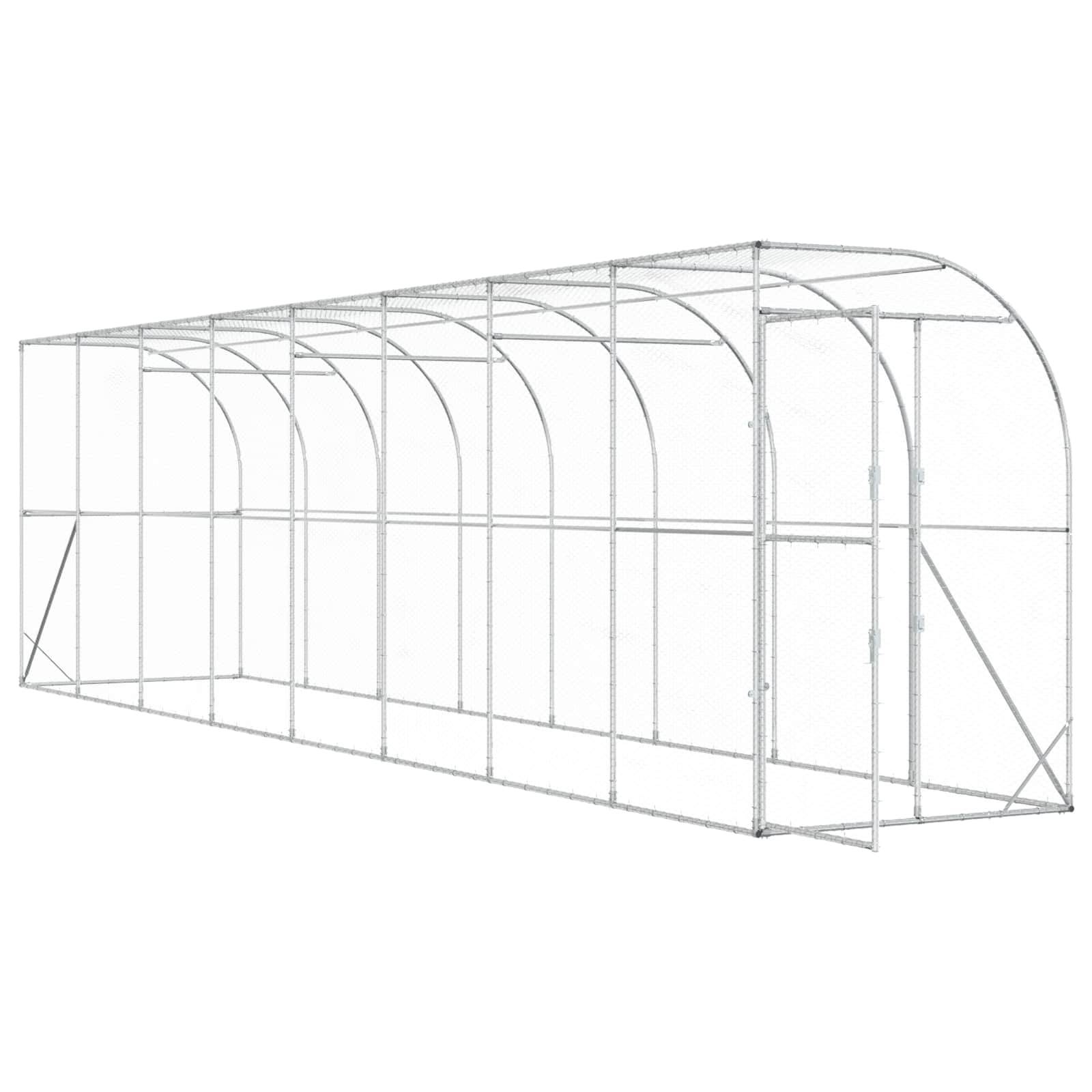 Vidaxl - Poulailler contre le mur Argenté 600 x 150 x 215 cm vidaXL 3434703 - Image 4