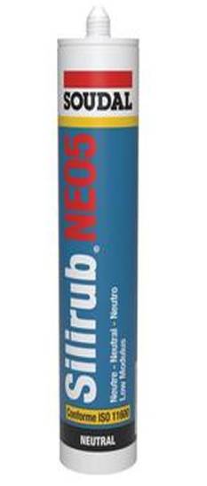 Mastic silicone SILIRUB NEO5 gris cartouche 300ml - SOUDAL - 120637
