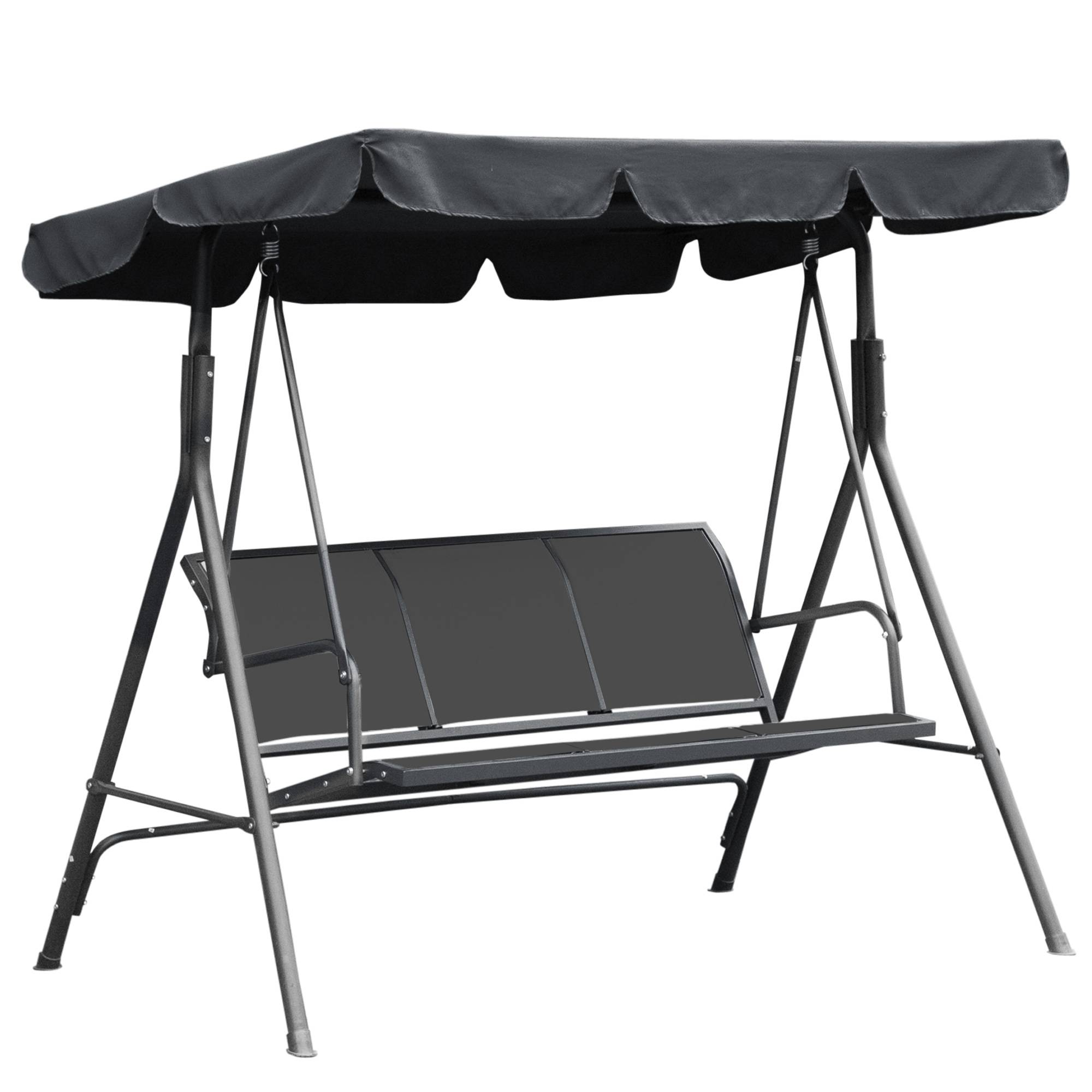 Outsunny - Balancelle de jardin 3 places grand confort toit imperméabilisé inclinaison réglable assise et dossier ergonomique acier textilène gris - Outsunny - Image 1
