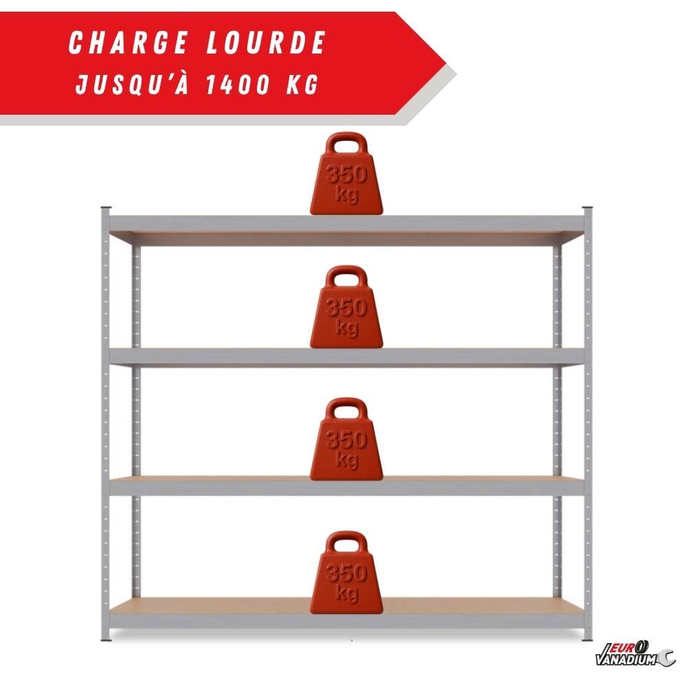 Rack étagère de rangement pour entrepôt, garage et atelier - Capacité 1400 kg - 2 M x 2,37 M - Image 5