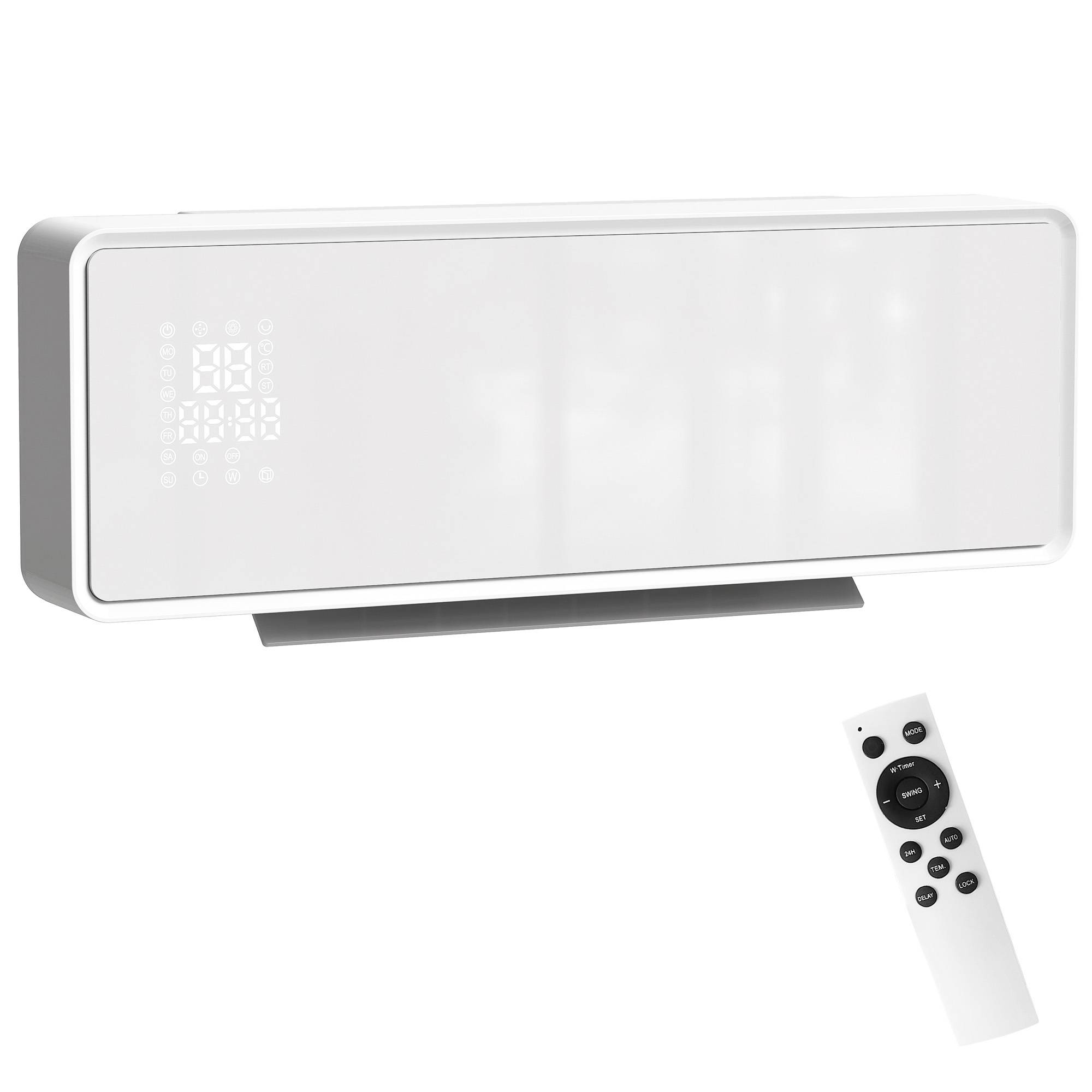 Radiateur mural électrique basse consommation 2000 W avec 3 modes, affichage LED, thermostat, minuterie et panneau en verre - Image 2