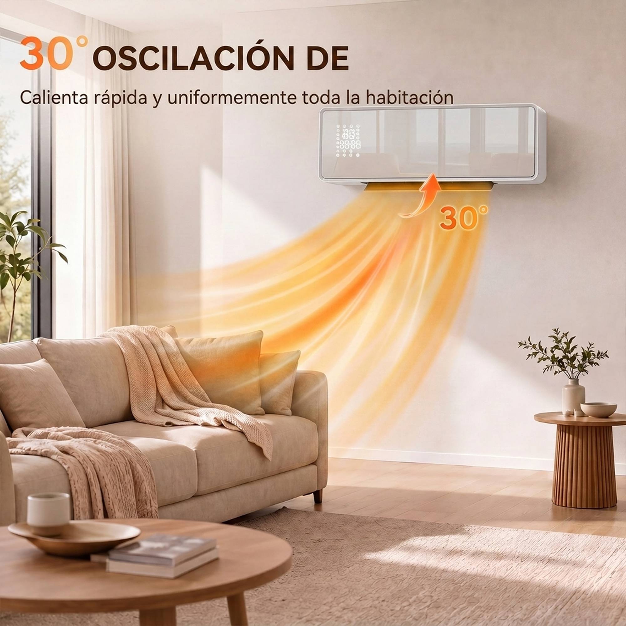 Radiateur mural électrique basse consommation 2000 W avec 3 modes, affichage LED, thermostat, minuterie et panneau en verre - Image 8
