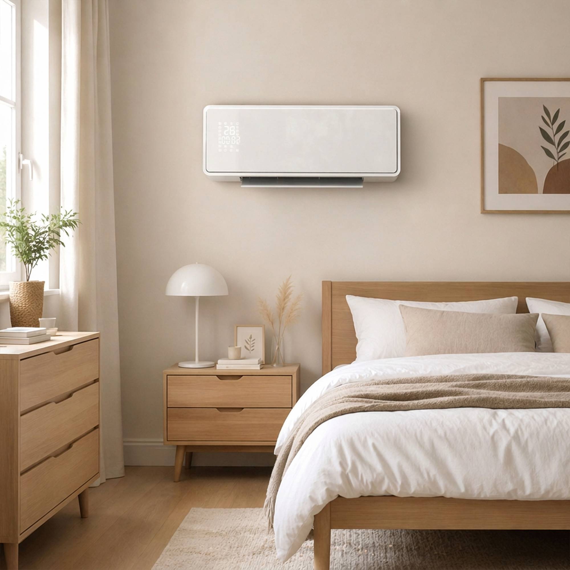 Radiateur mural électrique basse consommation 2000 W avec 3 modes, affichage LED, thermostat, minuterie et panneau en verre - Image 6