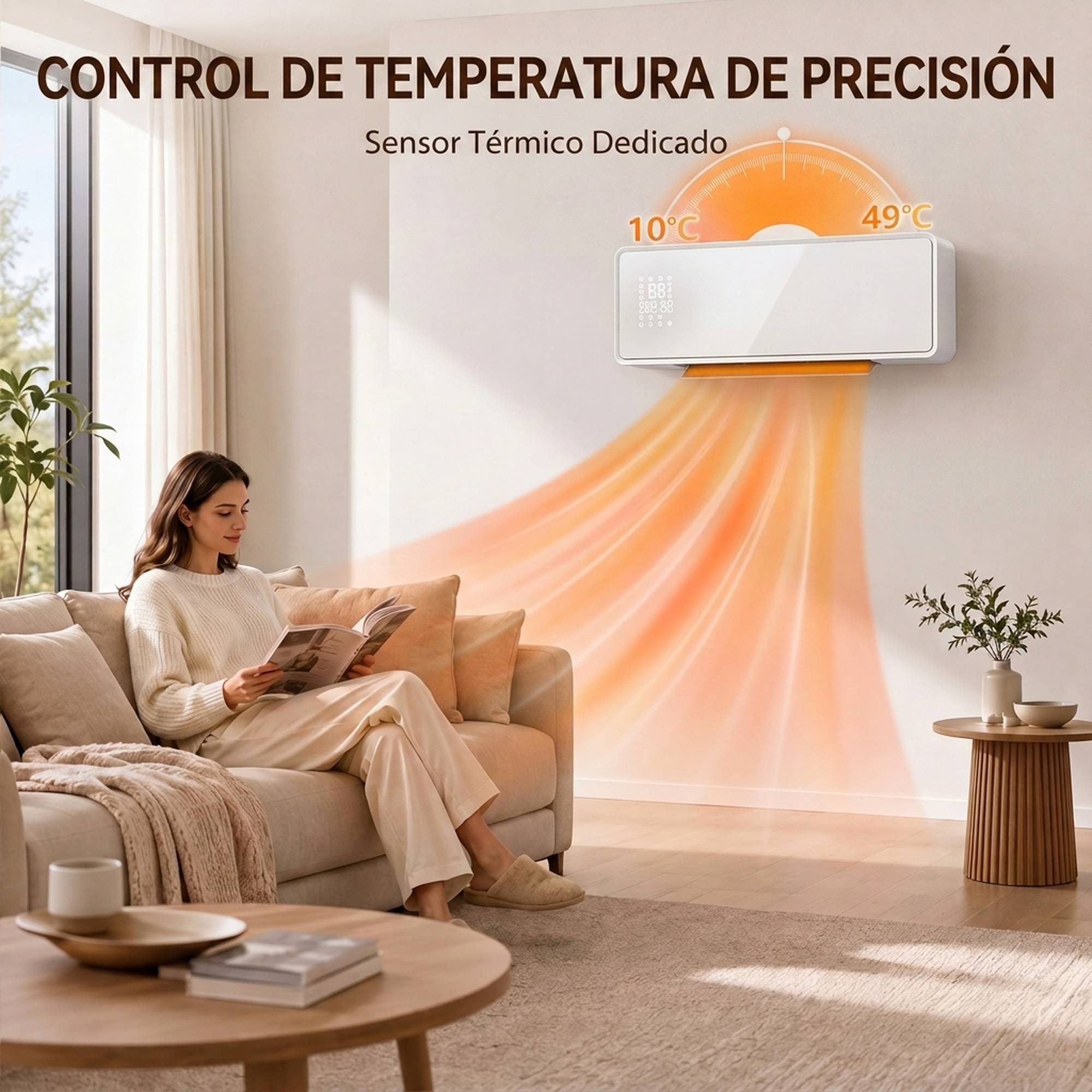Radiateur mural électrique basse consommation 2000 W avec 3 modes, affichage LED, thermostat, minuterie et panneau en verre - Image 9