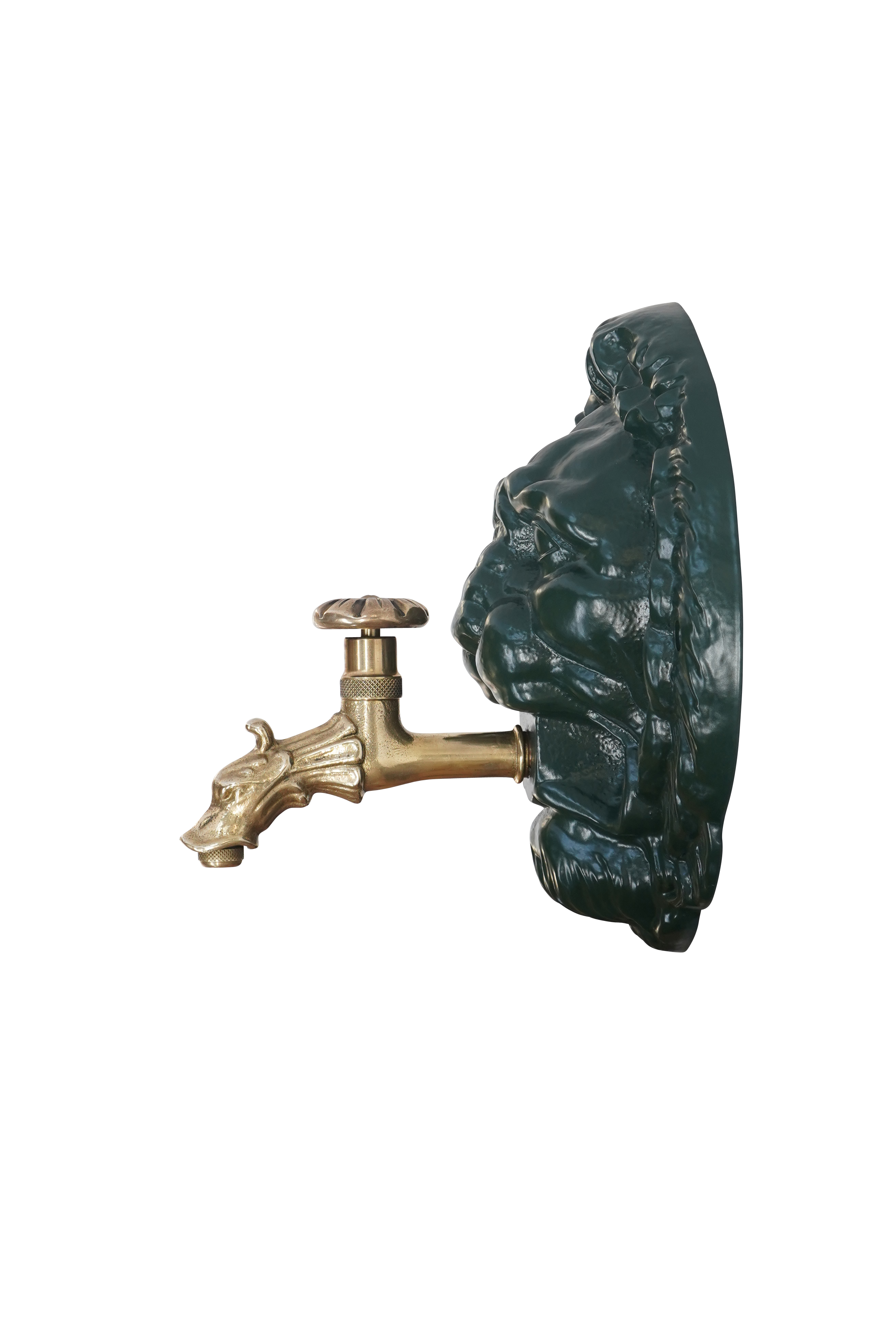 Fontaine mascaron tête de Lion Dommartin vert 6009 avec robinet colvert - Image 2