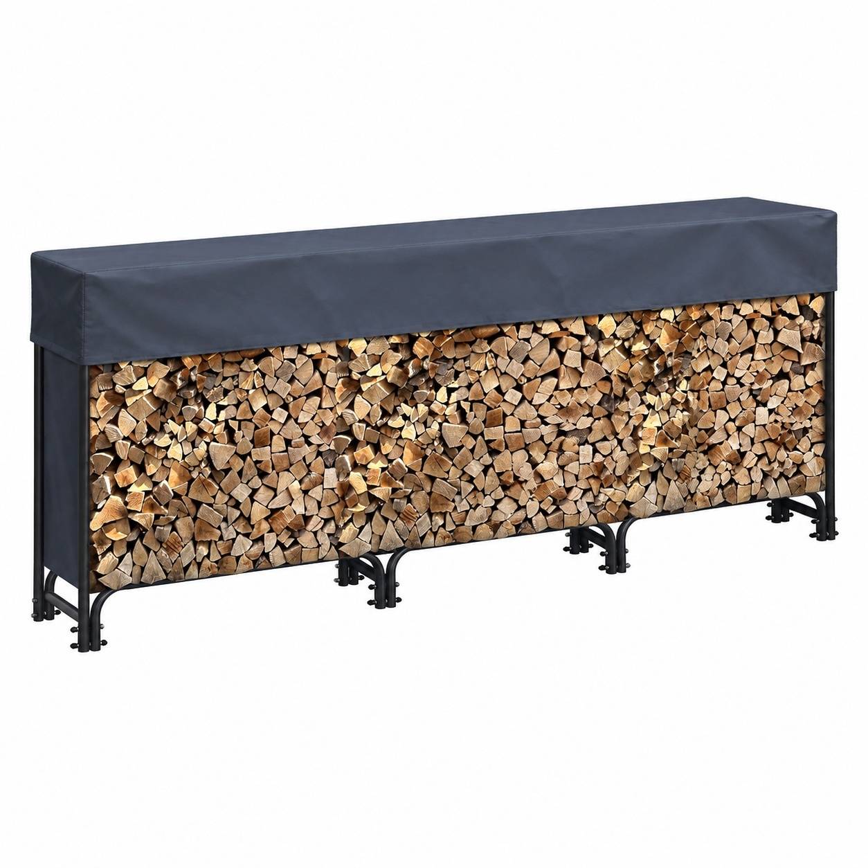 Support de Bûches en Acier avec Housse de Protection pour Jardin