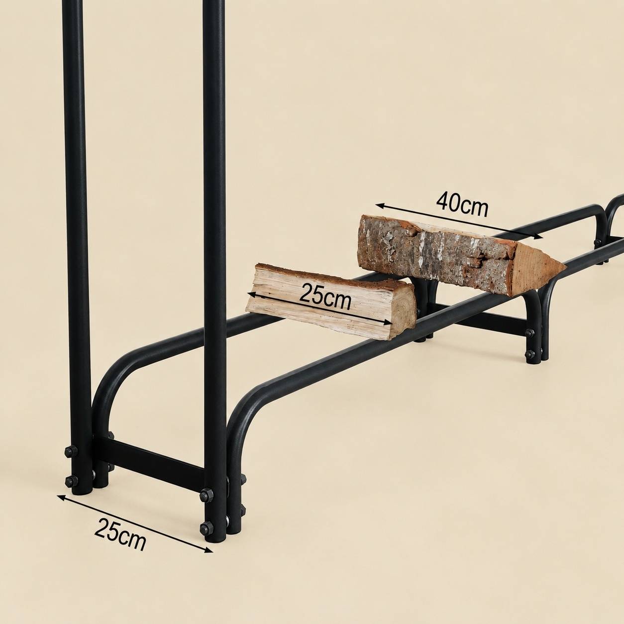 Support de Bûches en Acier avec Housse de Protection pour Jardin - Image 5