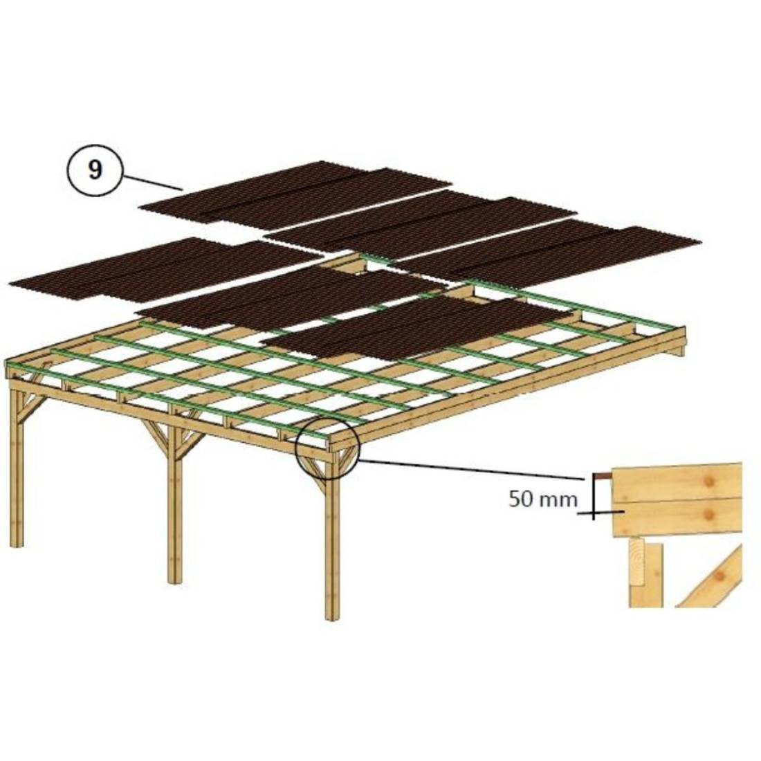 Altanka - Carport, abri de voiture  5.8x5.06 m - 29 m2 - couverture PVC  - CAR23PVCTR - ALTANKA - Image 4