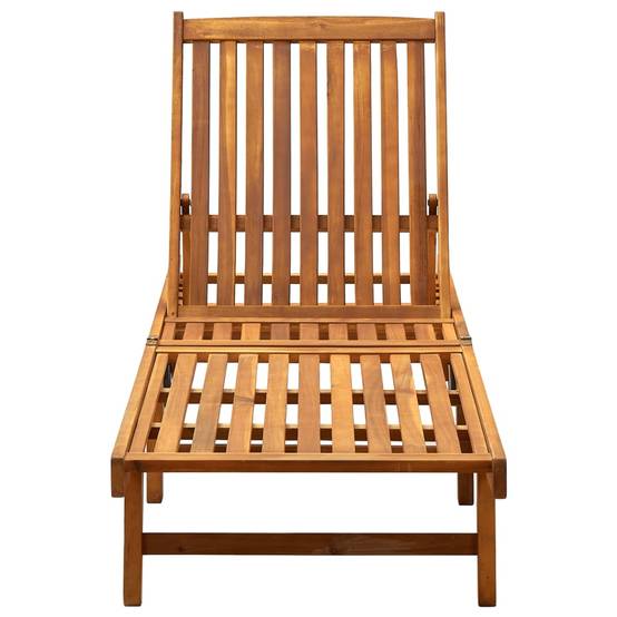 Chaise longue de jardin Bois d'acacia solide Beige 200 x 59/63 x 30/62/76/85 cm - PANGIVO - Image 3